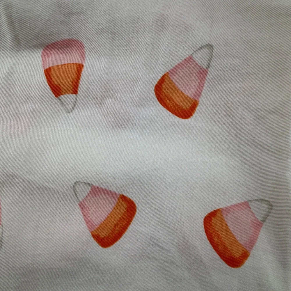 Kassatex Candy Corn Shower Curtain White Orange Halloween Holiday Decor Cotton